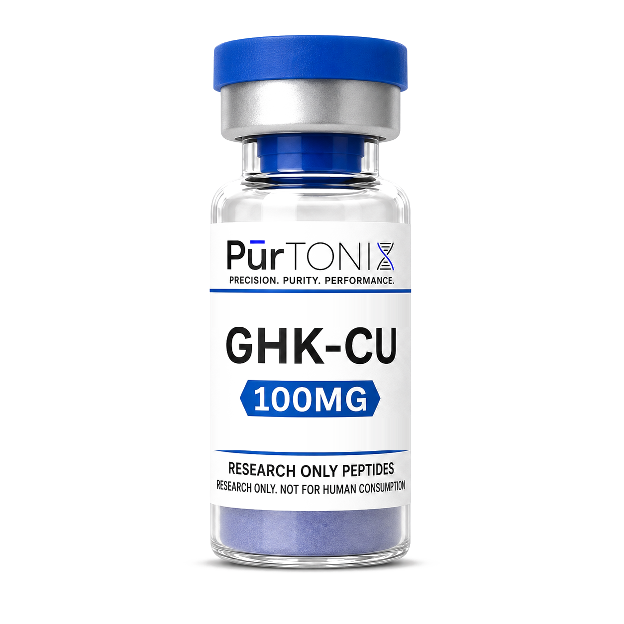 GHK-Cu research peptide vial — 100mg lyophilized