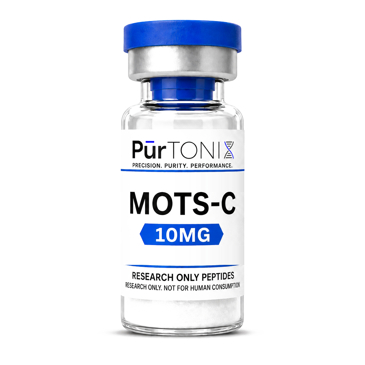MOTS-C research peptide vial — 10 mg lyophilized