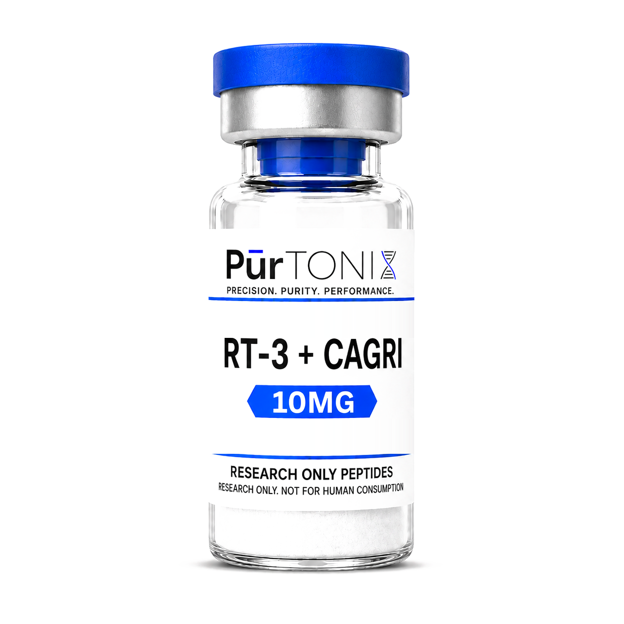 RT-3 and Cagrilintide blended research peptide vial — 10 mg lyophilized