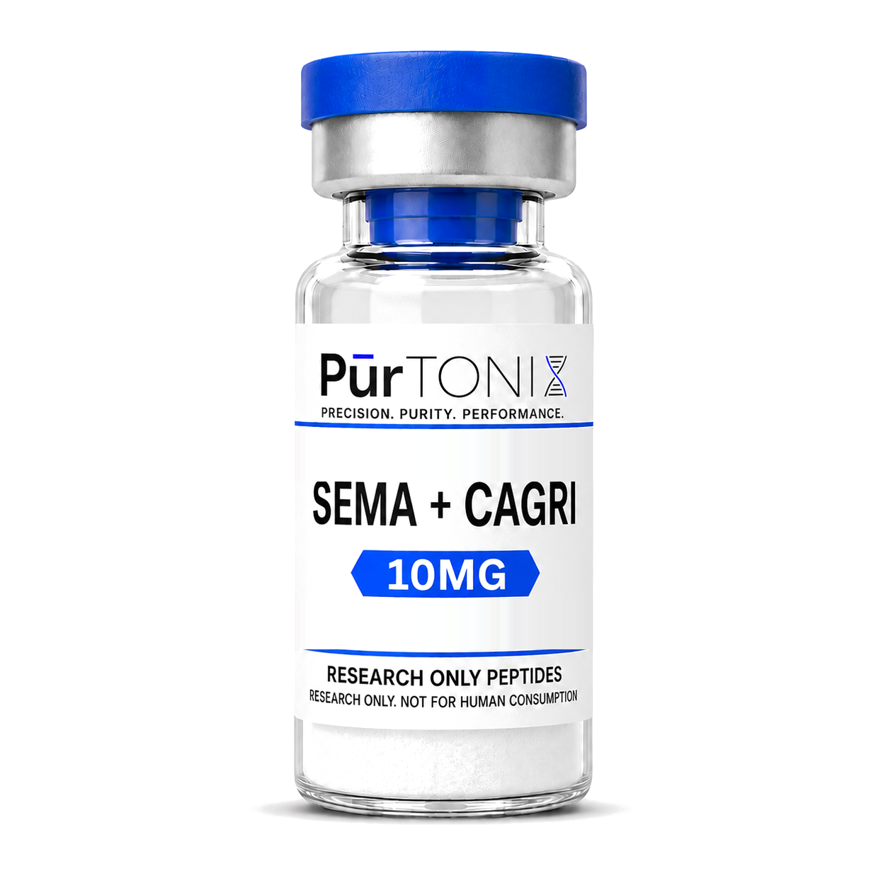 Sema and Cagrilintide blended research peptide vial — 10 mg lyophilized